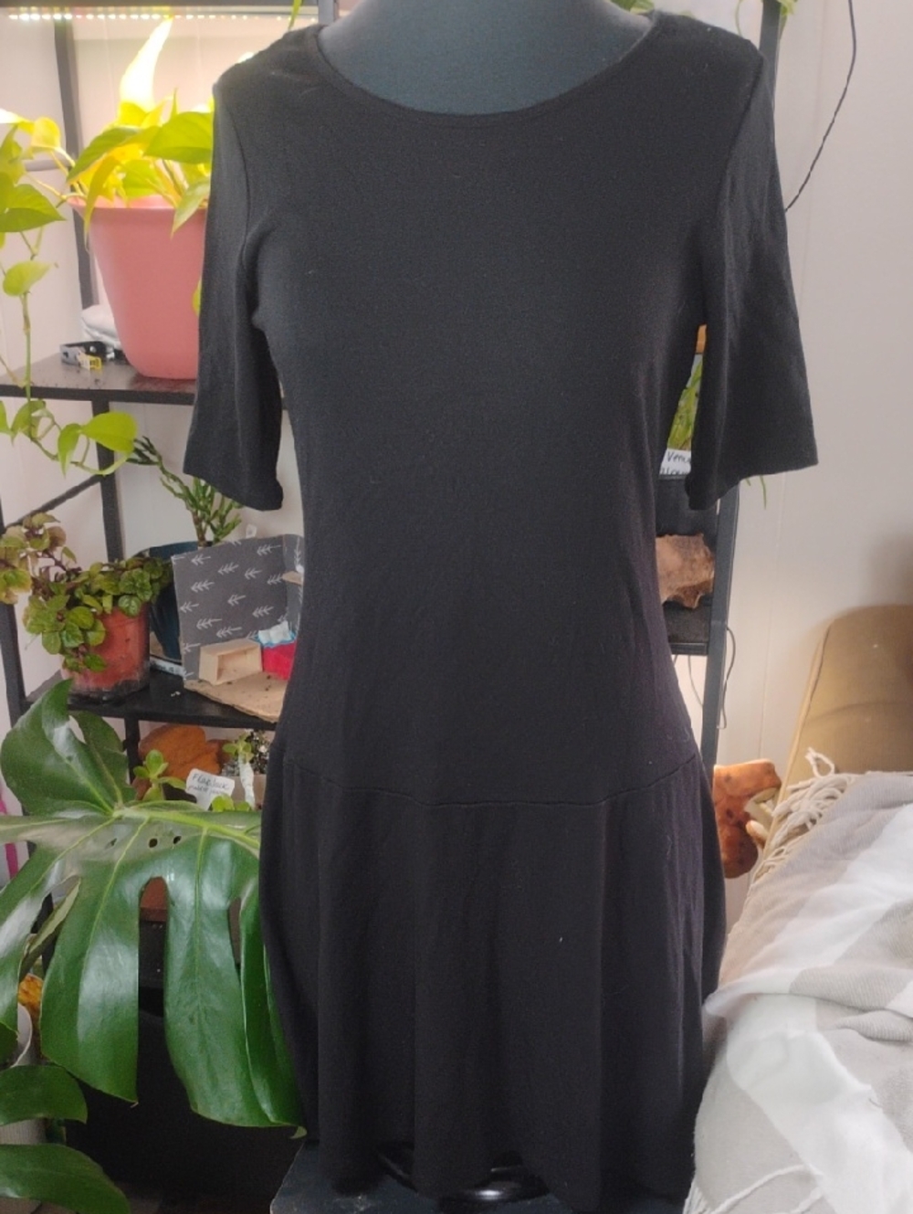 Dalia Black Short Sleeve Mini Dress